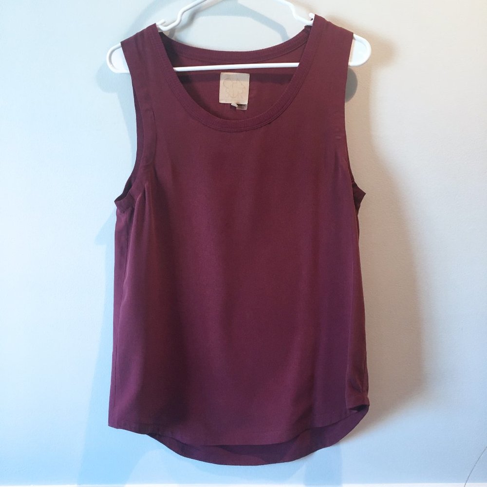 Chaser Burgundy Silk Sleeveless Tank Top Sz Small